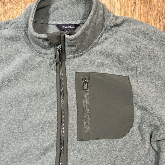Eddie Bauer Fleece Jacket Full Zip Pockets Medium M Green EUC - Picture 2 of 12
